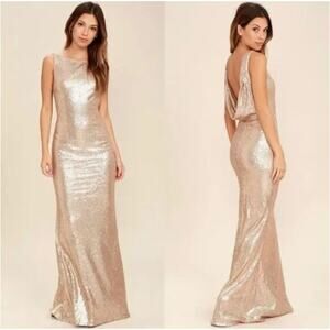 Lulus Slink and Wink Matte Rose Gold Sequin Dress Size XS